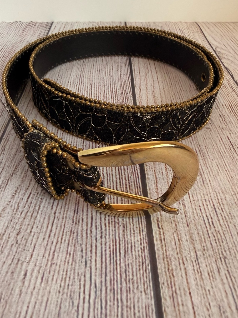 ELITE California Vintage Gold Black Belt Large